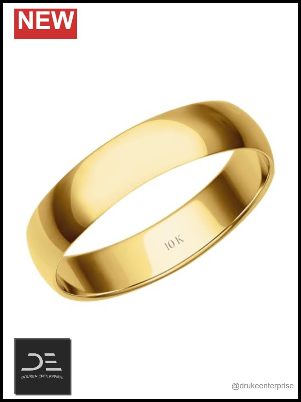 Women's Solid 10K or 14K Gold 4mm Plain Wedding Band Ring